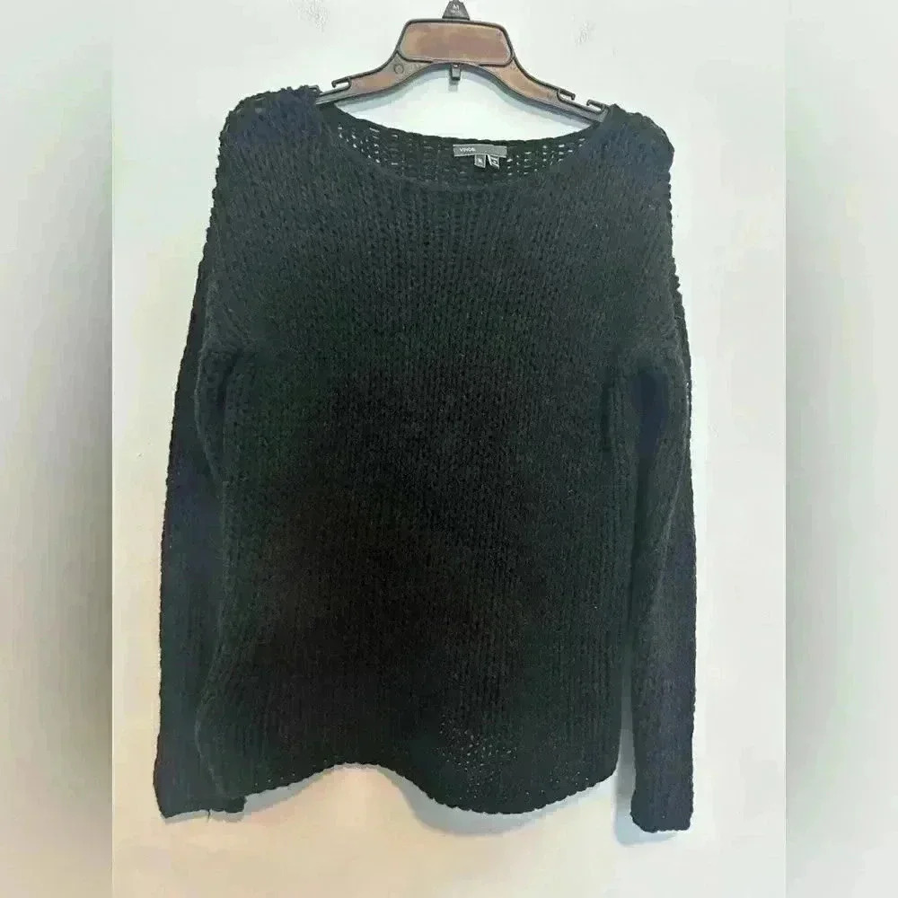 Vince Black Wool Blend Knit Sweater Women's Size Medium